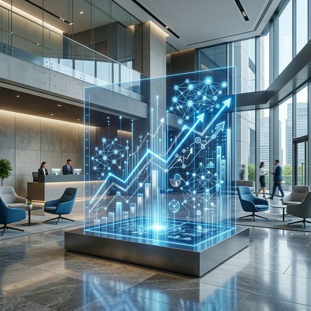 Professional office dashboard showing AI growth