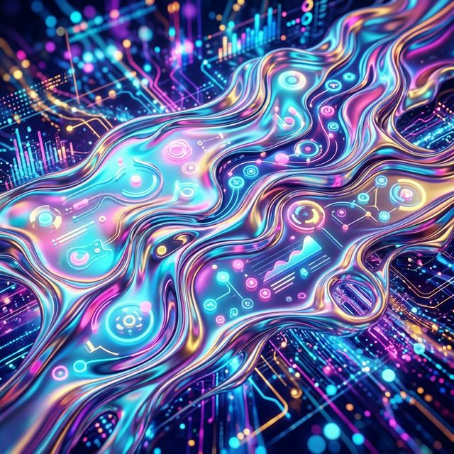 Morphing iridescent liquid UI elements